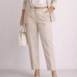 Talbots Beige Tailored Hampshire High Waist Ankle Pants – Straight Leg Sz 16